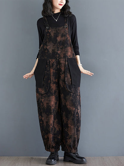 Autumn Flower Colorblock Denim Jumpsuits Ai1039