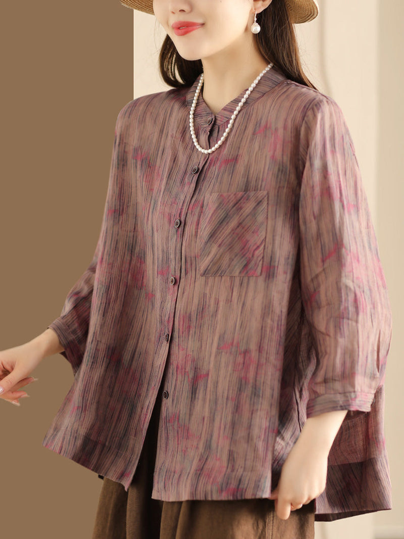 Spring Stripe Button-up Blouse Co1007