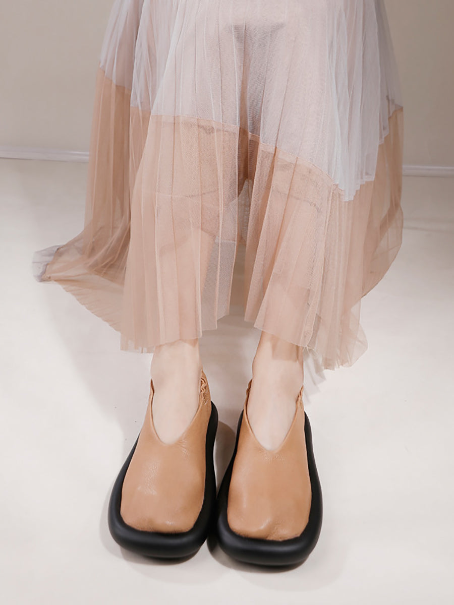 Summer Genuine Leather Flat Shoes Qw1042
