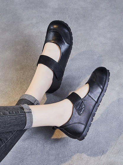 Summer Soft Leather Flat Shoes Qw1020