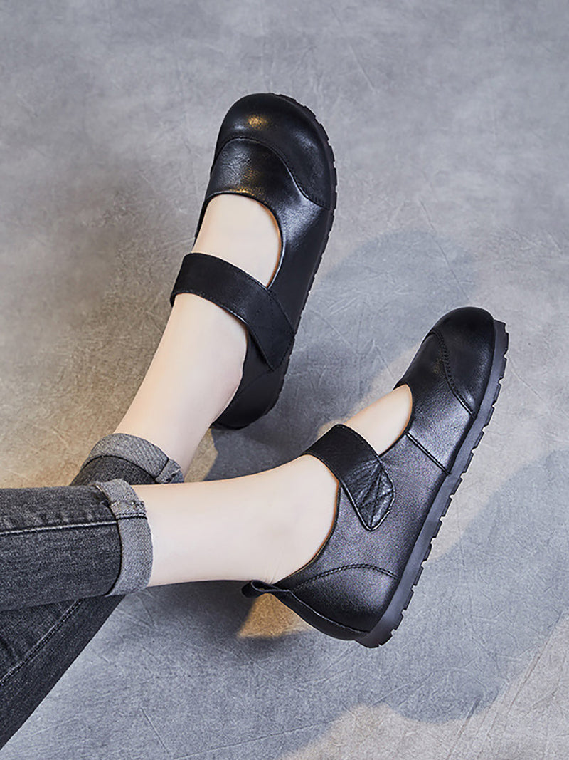 Summer Soft Leather Flat Shoes Qw1020