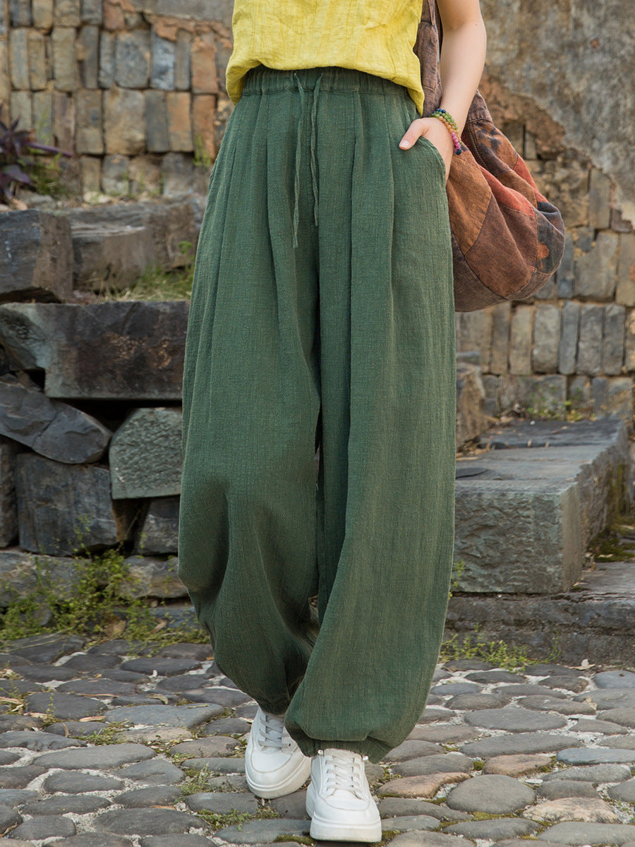 Pure Ramie Straight Worn Color Summer Pants