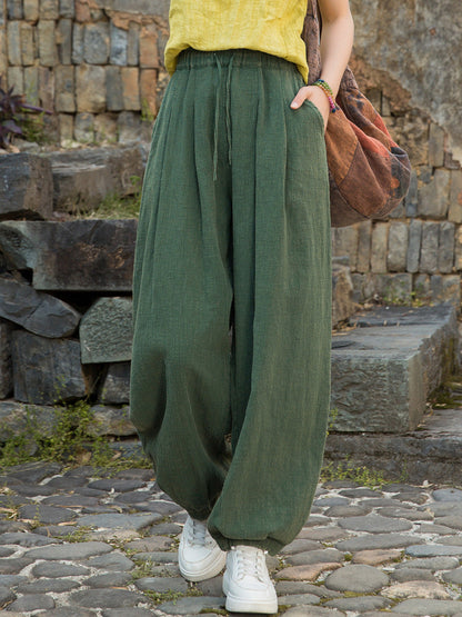 Pure Ramie Straight Worn Color Summer Pants
