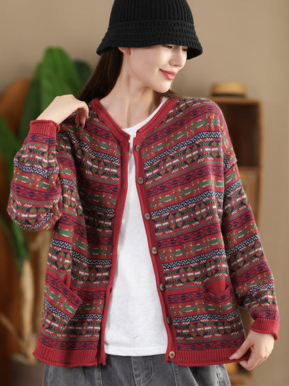Autumn Cotton Knit Cardigan Sweater At1022