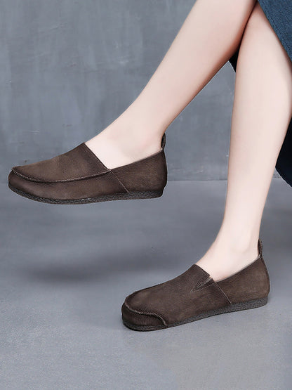 Leather Retro Summer Falt Shoes