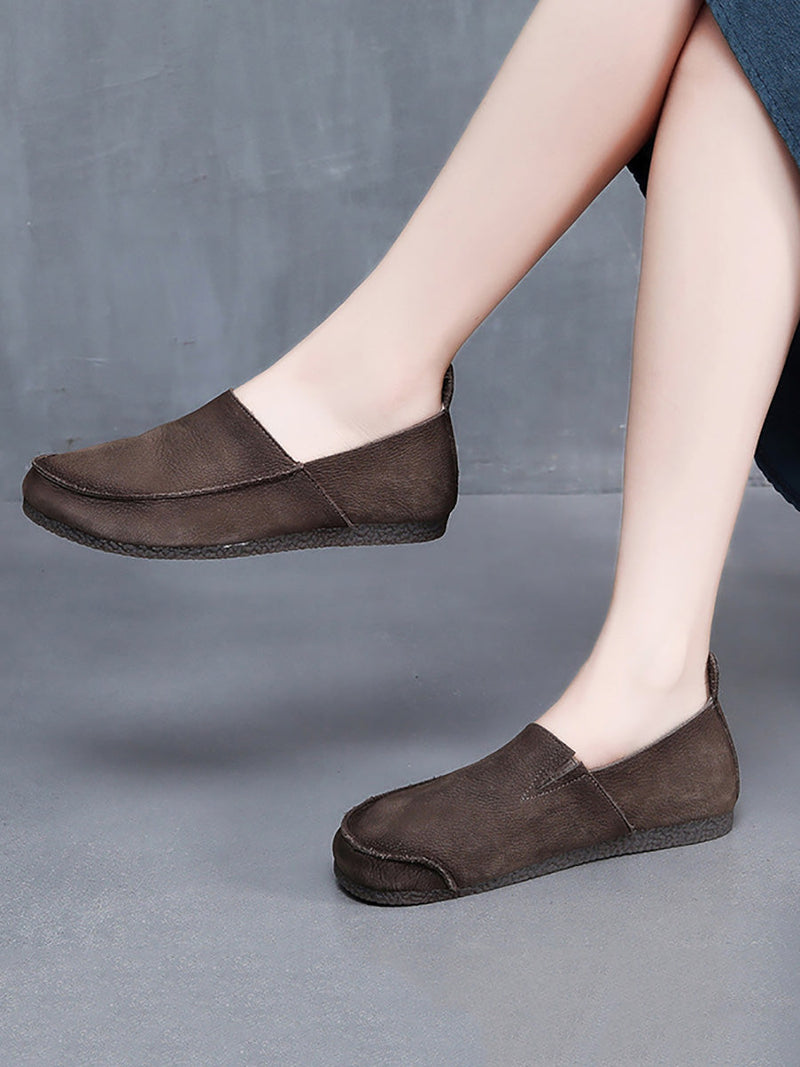 Leather Retro Summer Falt Shoes