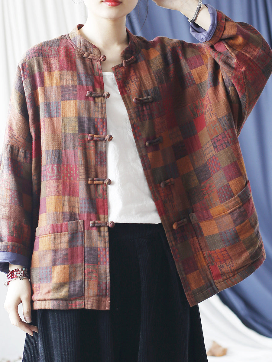 Spring Plaid Cotton Shirt Coat Rr001