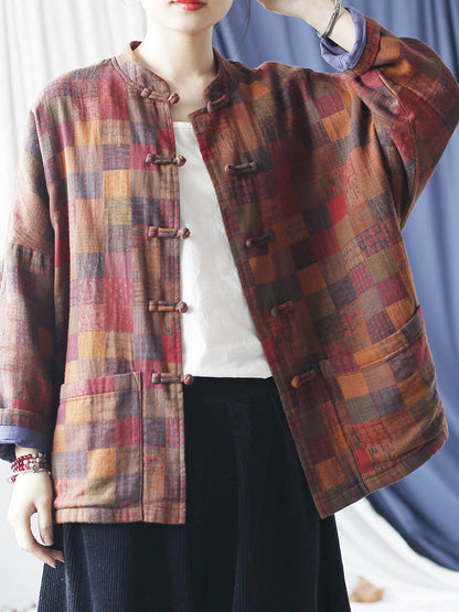 Spring Plaid Cotton Shirt Coat Rr001