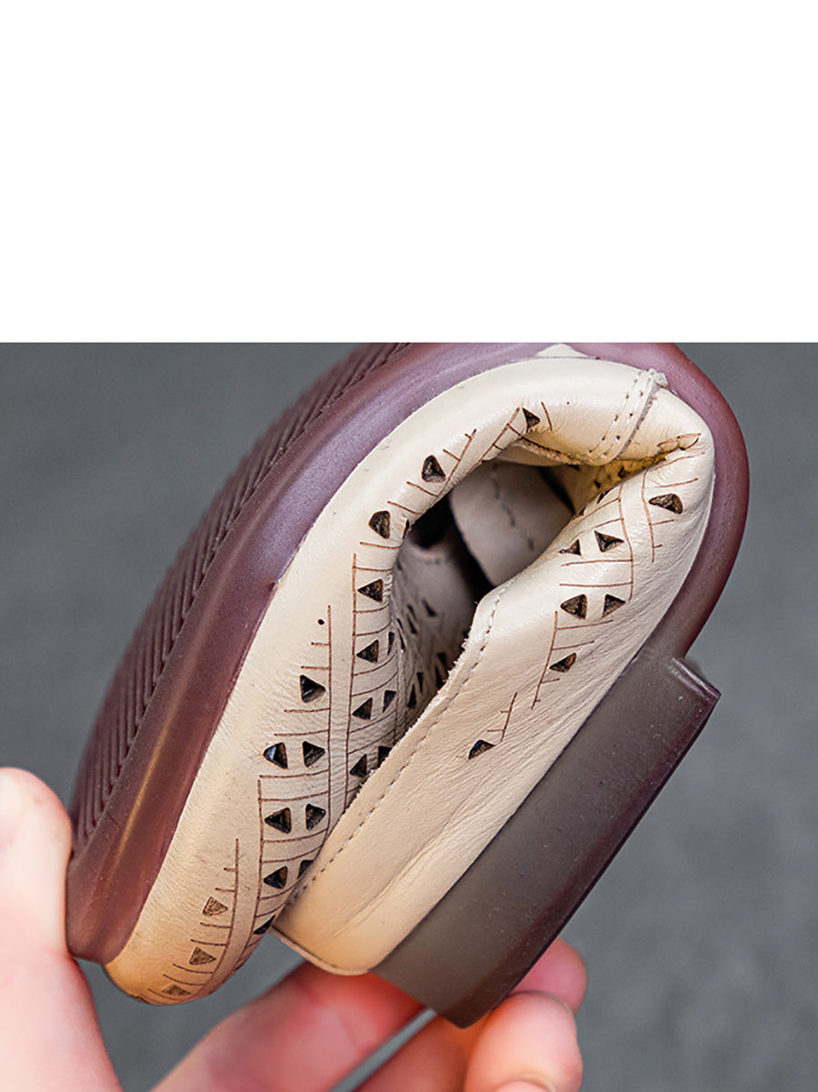 Summer Leather Cutout Flower Spliced Sandals As1054