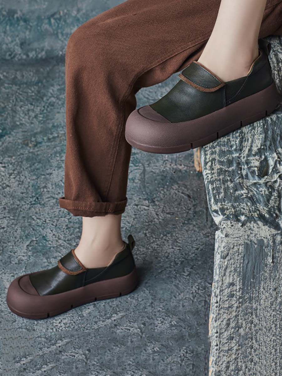 Autumn Stylish Genuine Leather Platform Shoes At1069
