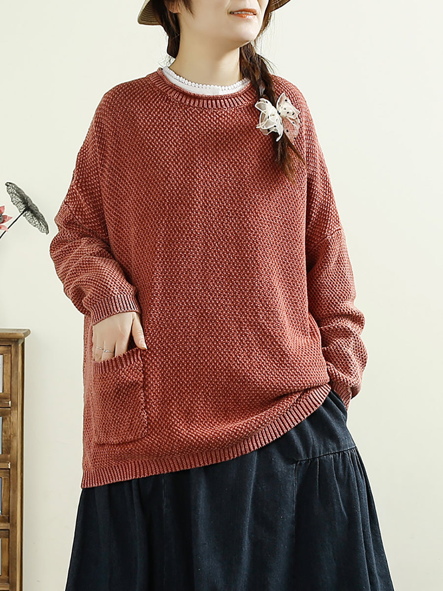 Autumn O-neck Knit Sweater F4211
