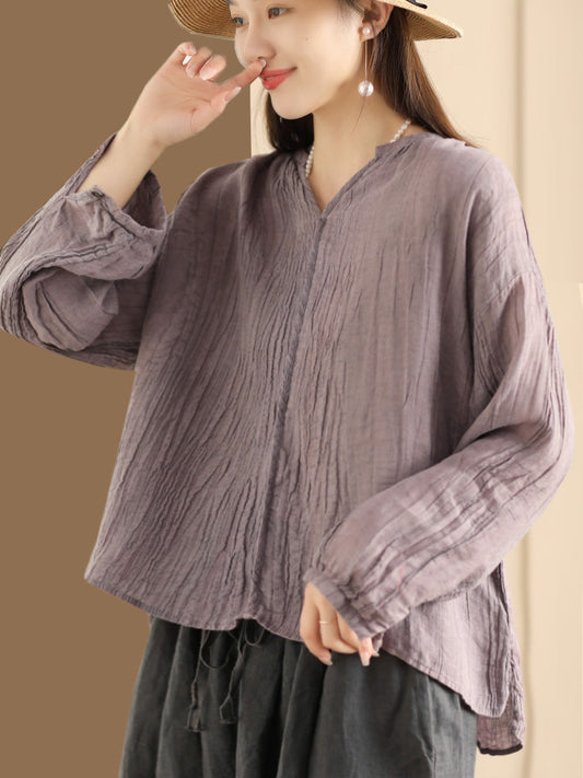 Spring Ramie V-neck Blouse Co1013
