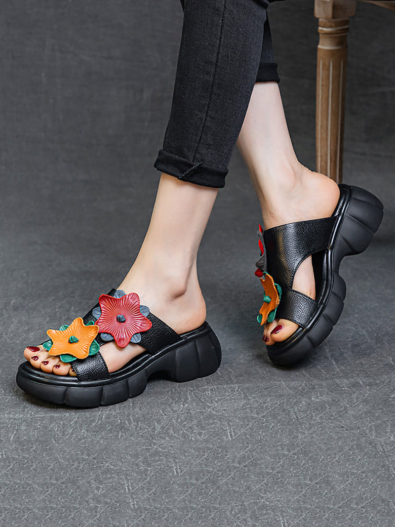 Summer Leather Spliced Star Platform Sandal Ty1033
