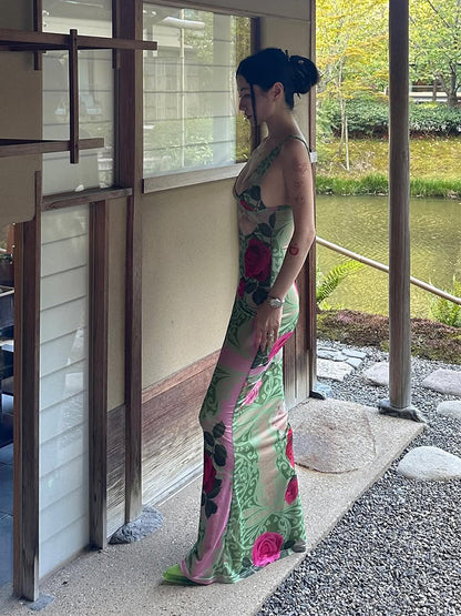 Art Print Sleeveless Maxi Dress