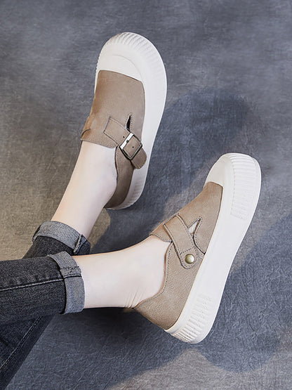 Leather Platform Flat Shoes Fg1027