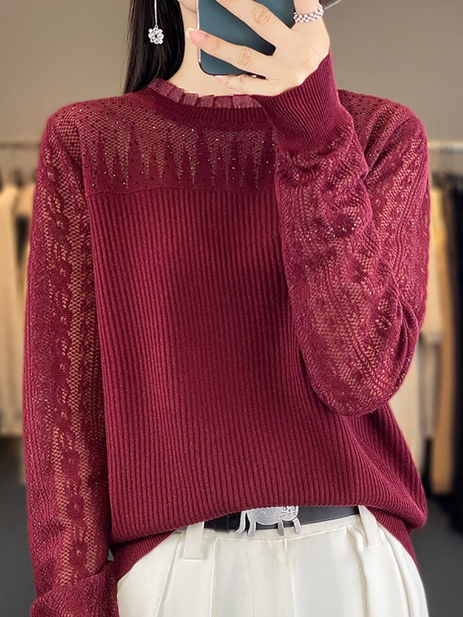 Autumn Lace Knit Sweater Qm030