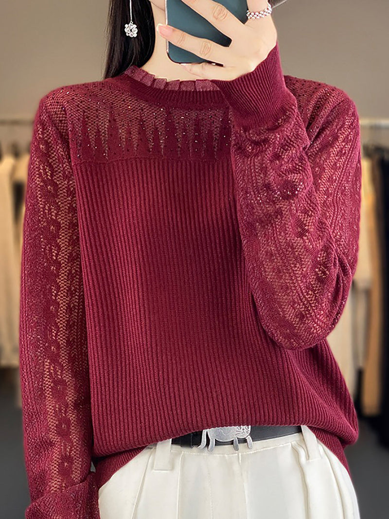 Autumn Lace Knit Sweater Qm030