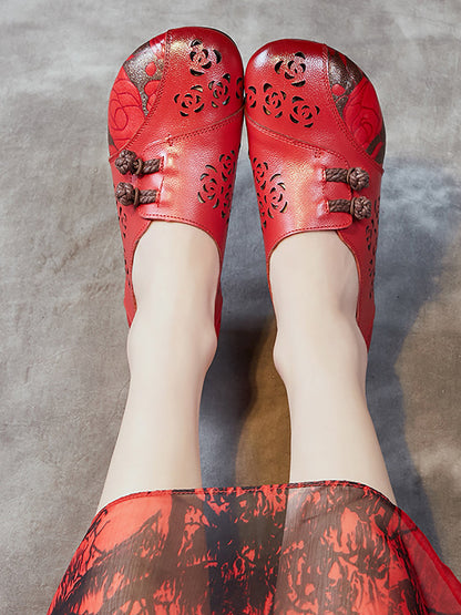 Colorblock Cutout Leather Low Heel Shoes Xx1048
