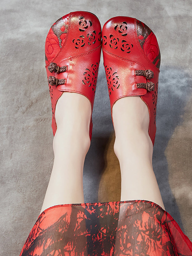 Colorblock Cutout Leather Low Heel Shoes Xx1048