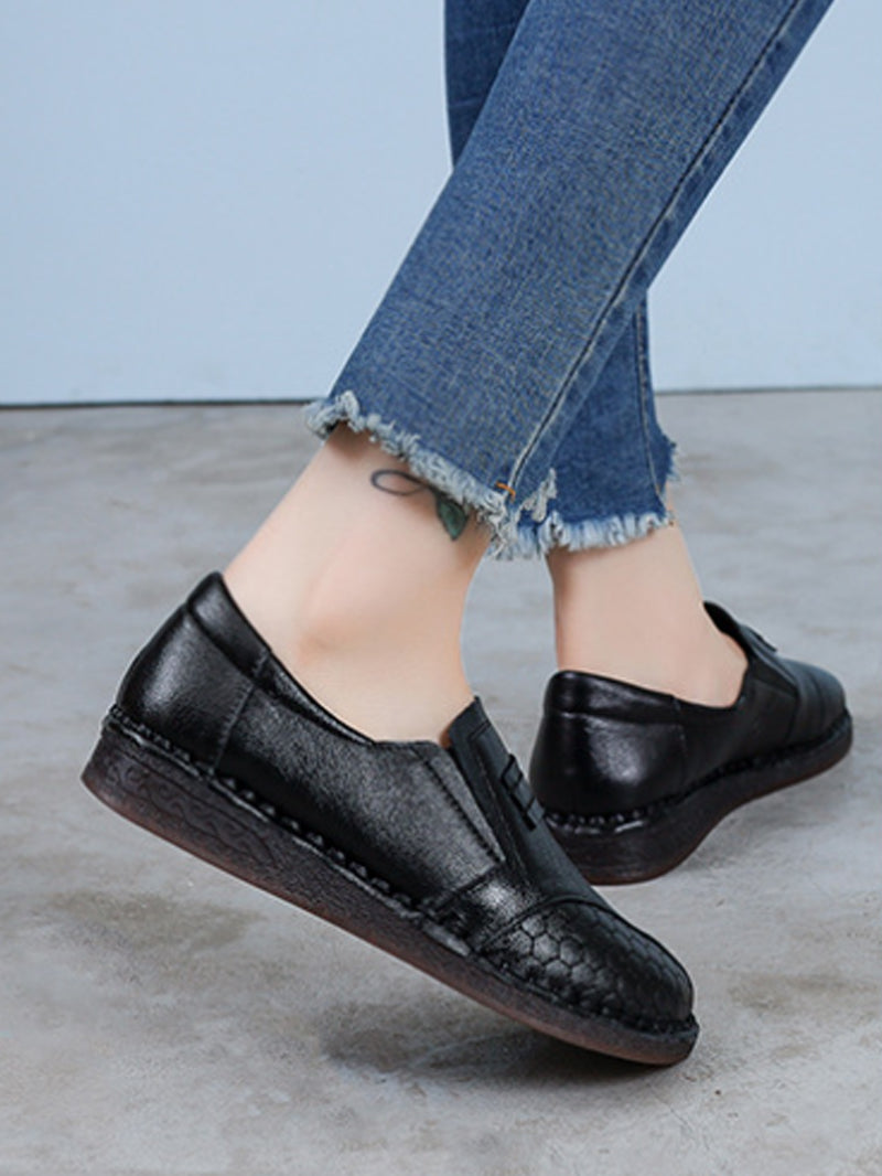 Summer Leather Spliced Low Heel Shoes As1010
