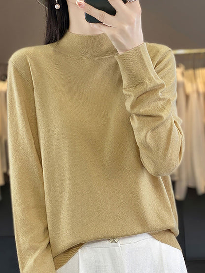 Autumn Knit Warm Half-turtleneck Sweater Wu019