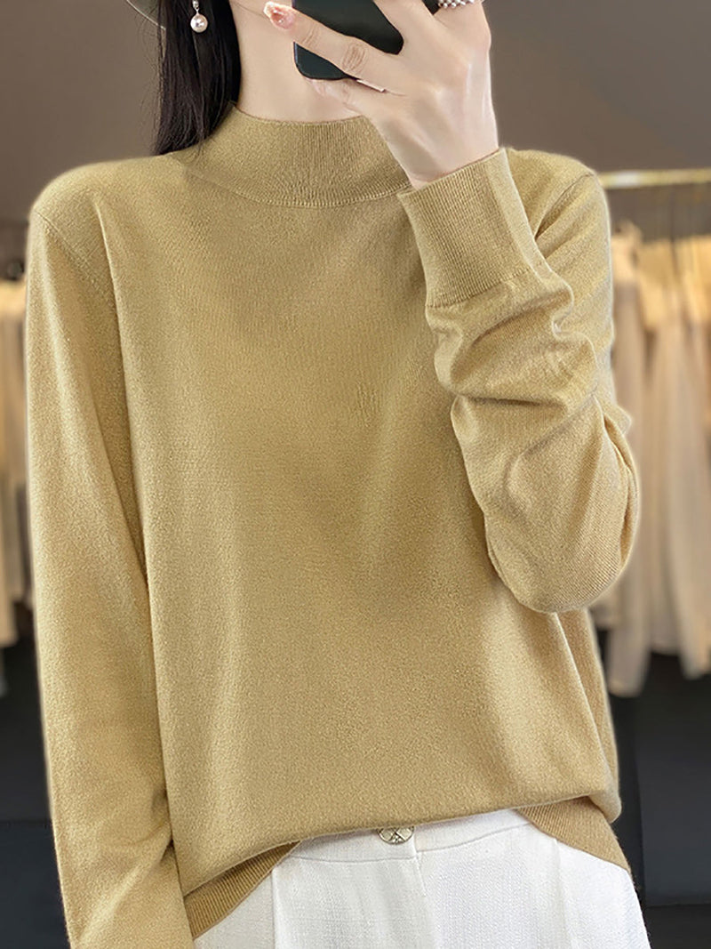 Autumn Knit Warm Half-turtleneck Sweater Wu019