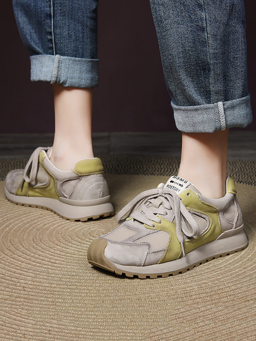 Colorblock Leather Sport Shoes Wu008