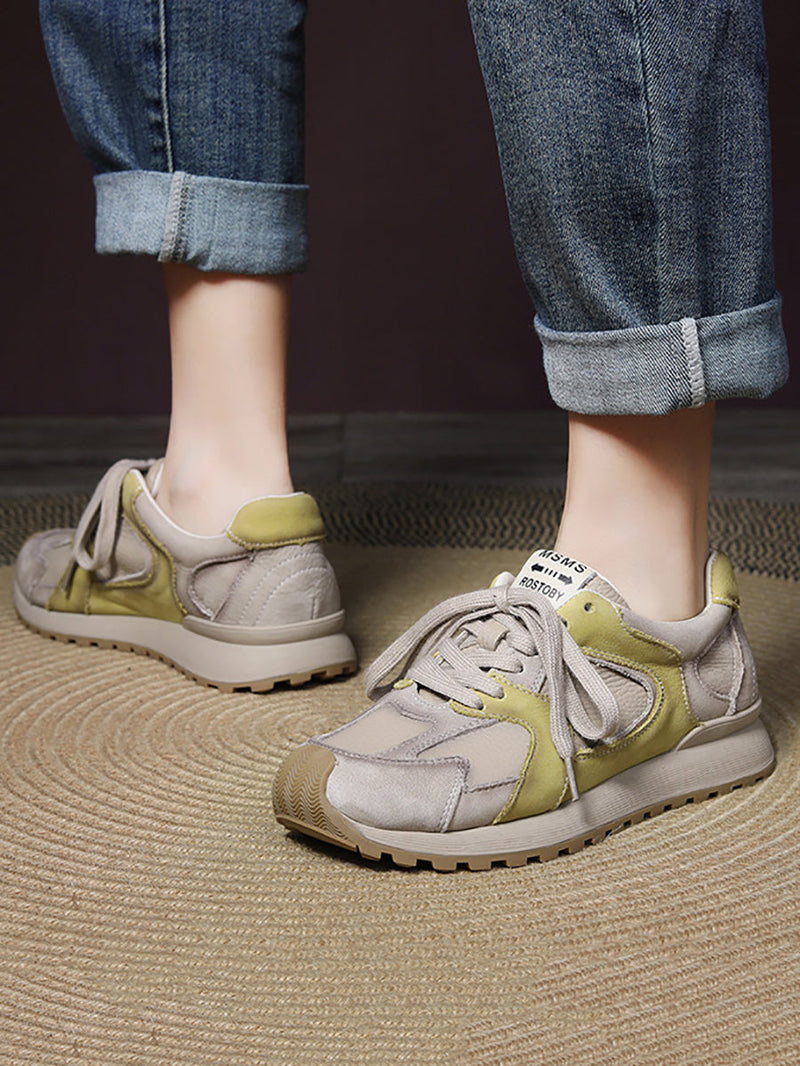 Colorblock Leather Sport Shoes Wu008