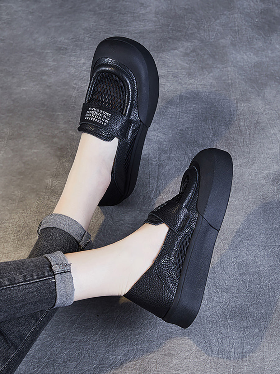 Summer Leather Cutout Flat Shoes Pp1030