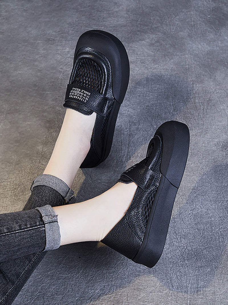Summer Leather Cutout Flat Shoes Pp1030