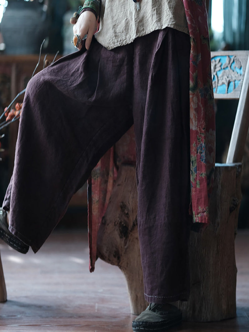 Summer Retro Linen Wide-leg Pants Xx1054
