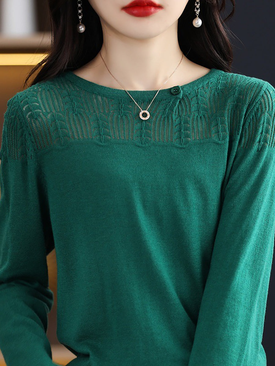 Autumn Knit 100%wool O-neck Sweater Qm019