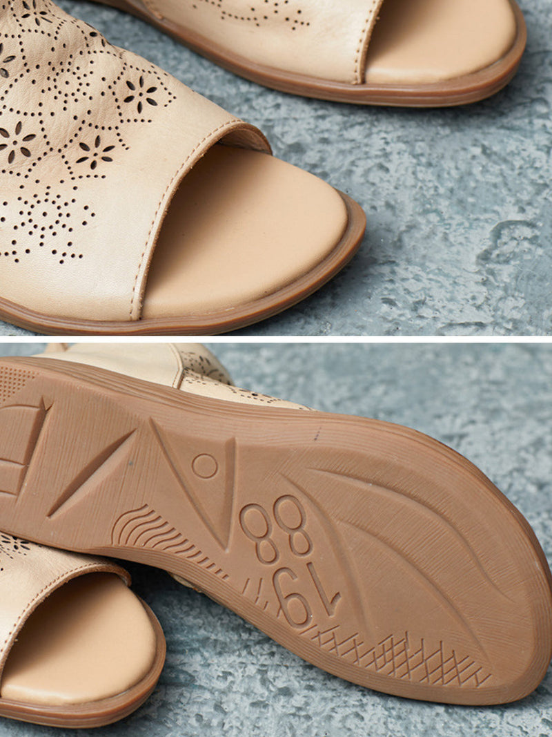 Summer Leather Open-toe Flat Shoes Ui1015
