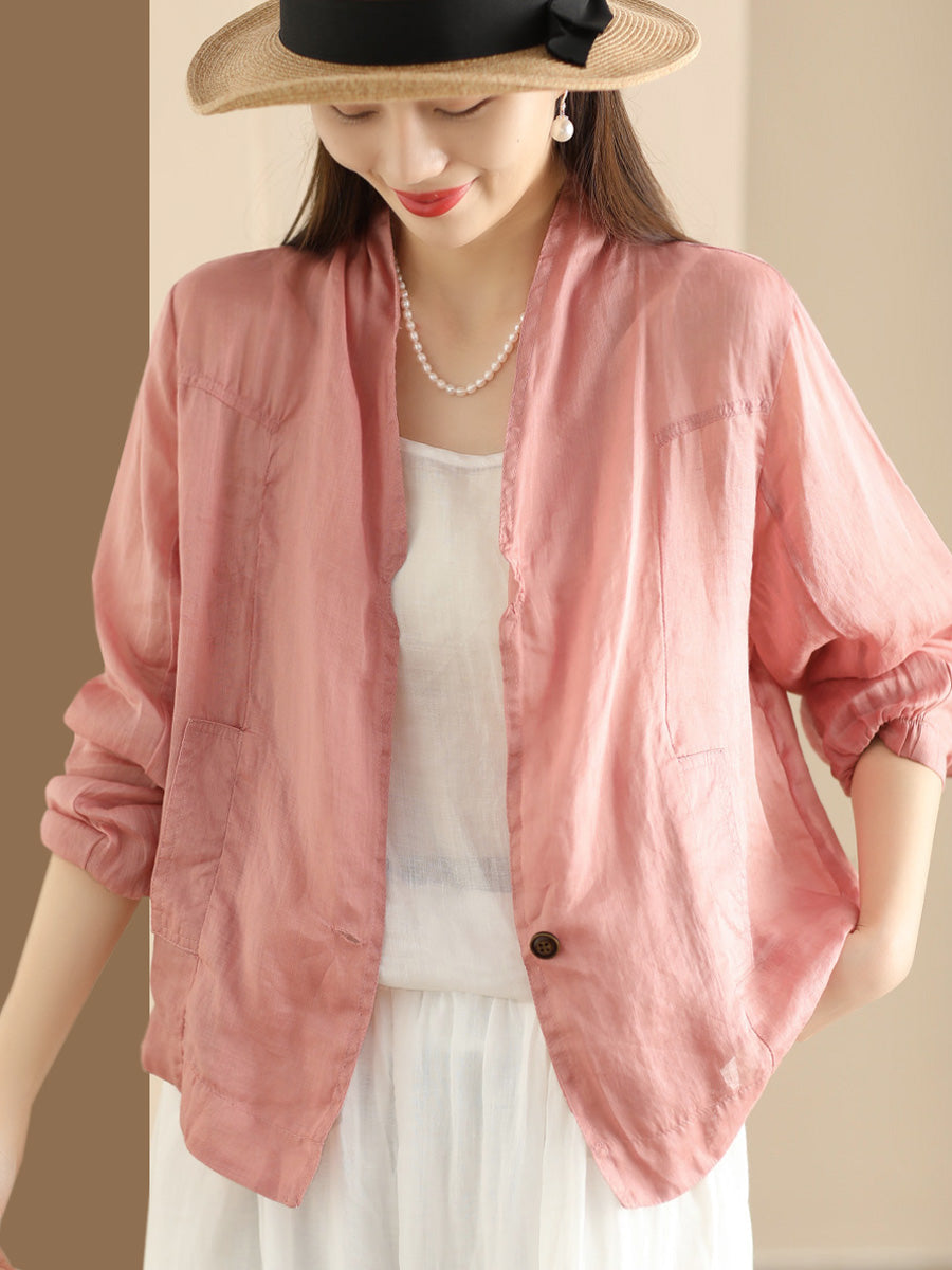 Summer Ramie Thin Cardigan Shirt Coat Sc1056