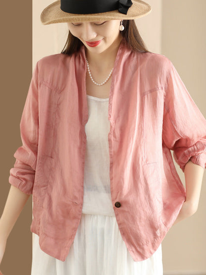 Summer Ramie Thin Cardigan Shirt Coat Sc1056