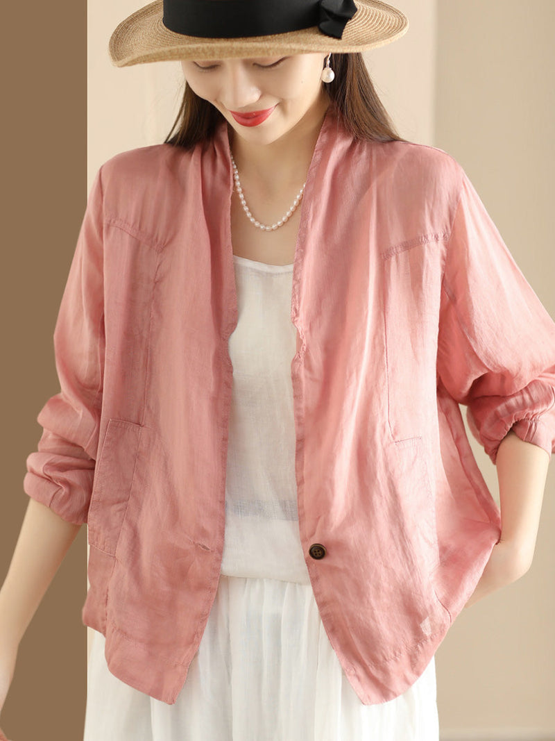 Summer Ramie Thin Cardigan Shirt Coat Sc1056