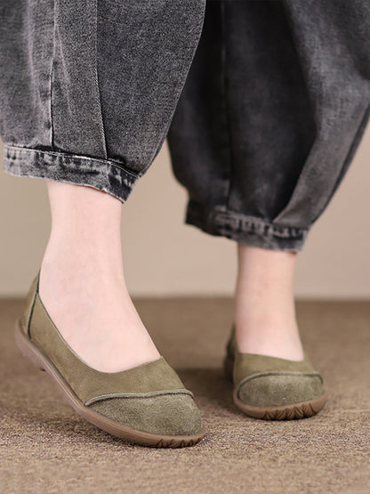 Summer Retro Leather Spliced Flat Shoes Ty1031