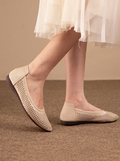 Summmer Soft Leather Cutout Flat Sandals Fg1028