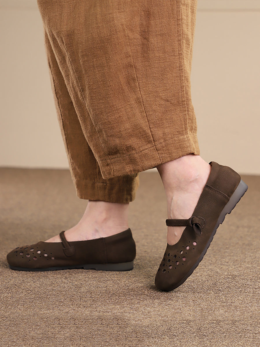 Soft Leather Cutout Shoes Xx1053