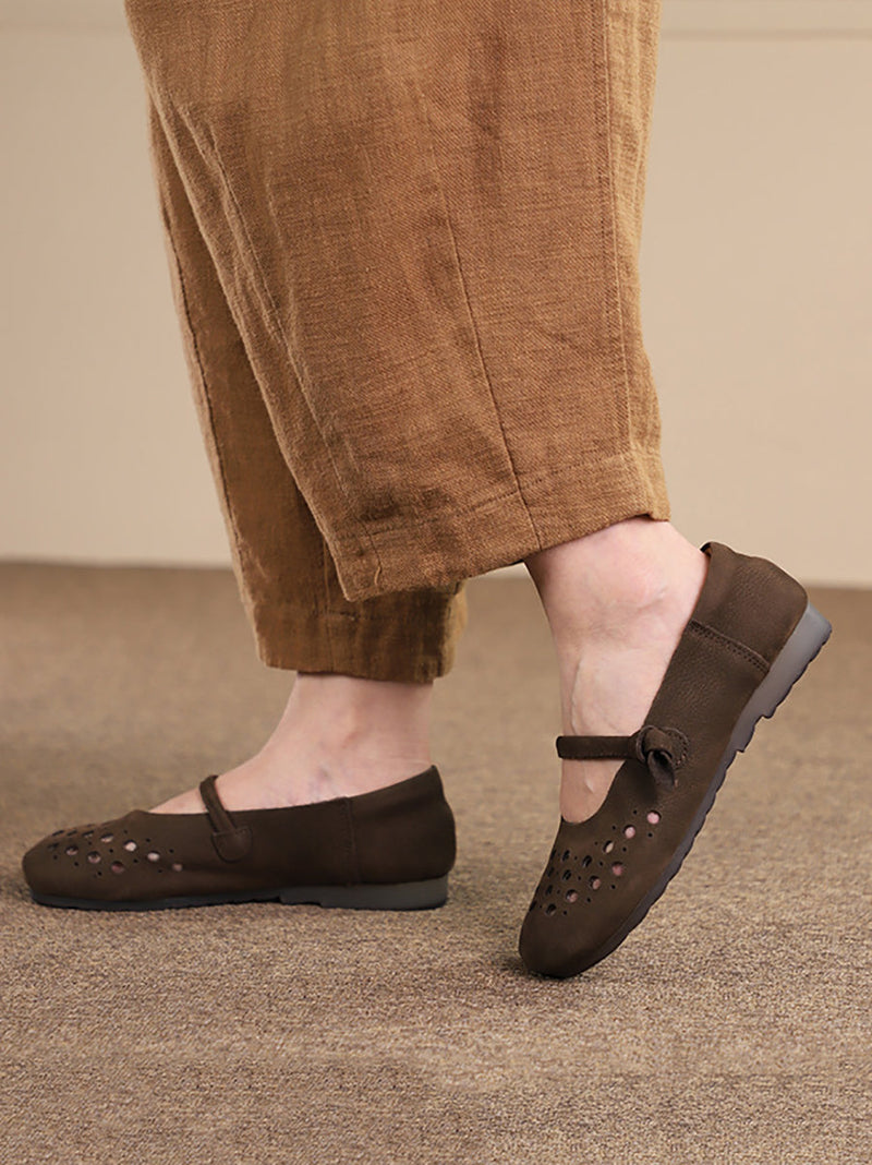 Soft Leather Cutout Shoes Xx1053