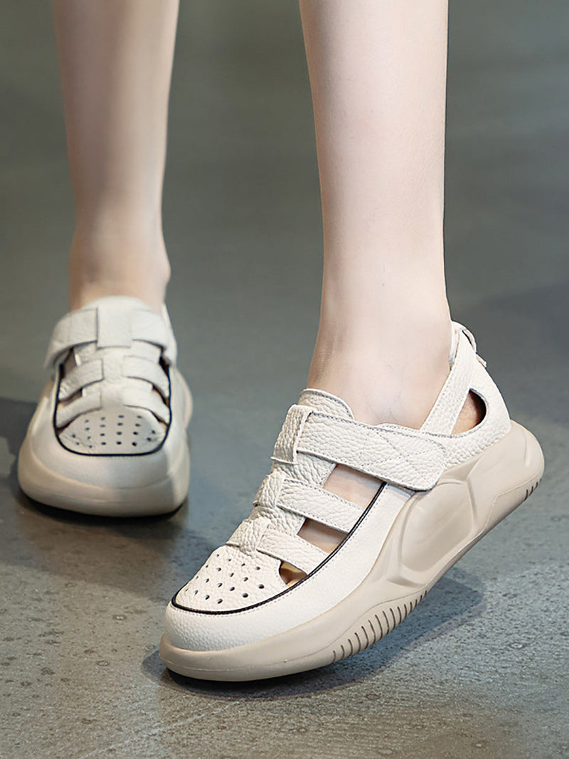 Summer Leather Colorblock Platform Sandals Io1027