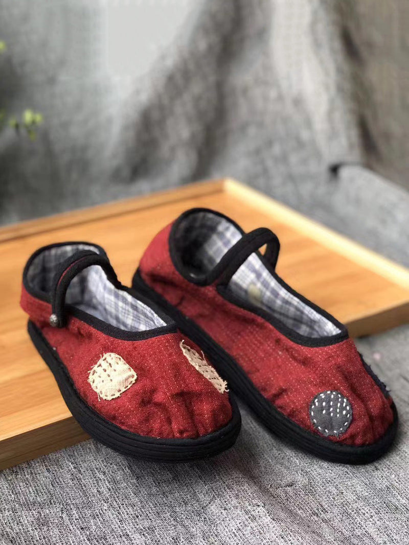 Summer Patch Embroidery Cotton Flat Shoes Ll015