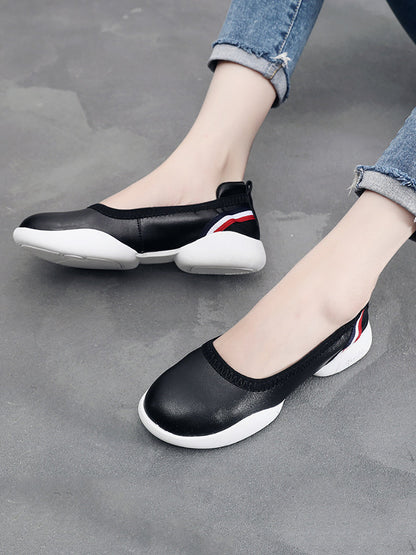 Summer Leather Soft Spliced Flat Shoes Ui1018