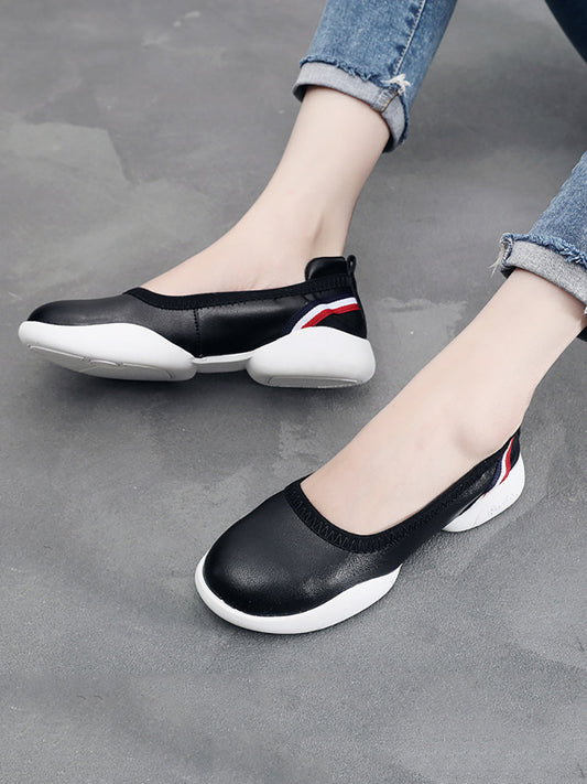 Summer Leather Soft Spliced Flat Shoes Ui1018