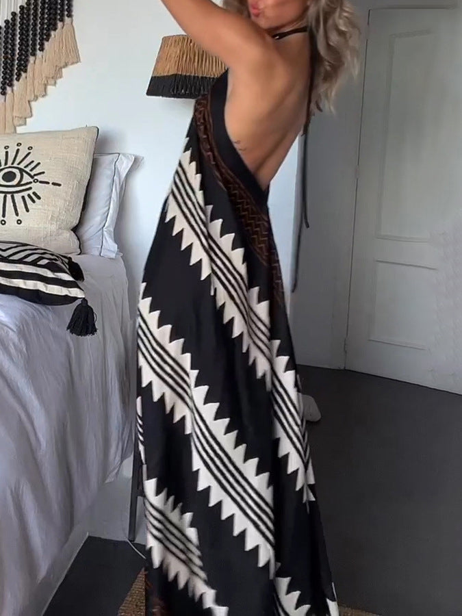 Beach Dates Print A-line Maxi Dress