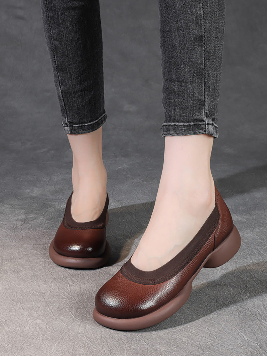 Summer Genuine Leather Low Heel Shoes Fd016