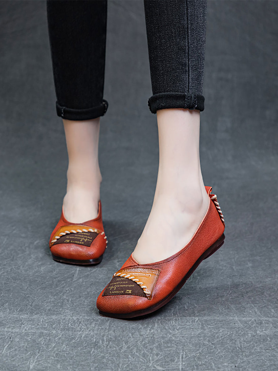 Artsy Colorblock Soft Leather Flat Shoes Kl1024