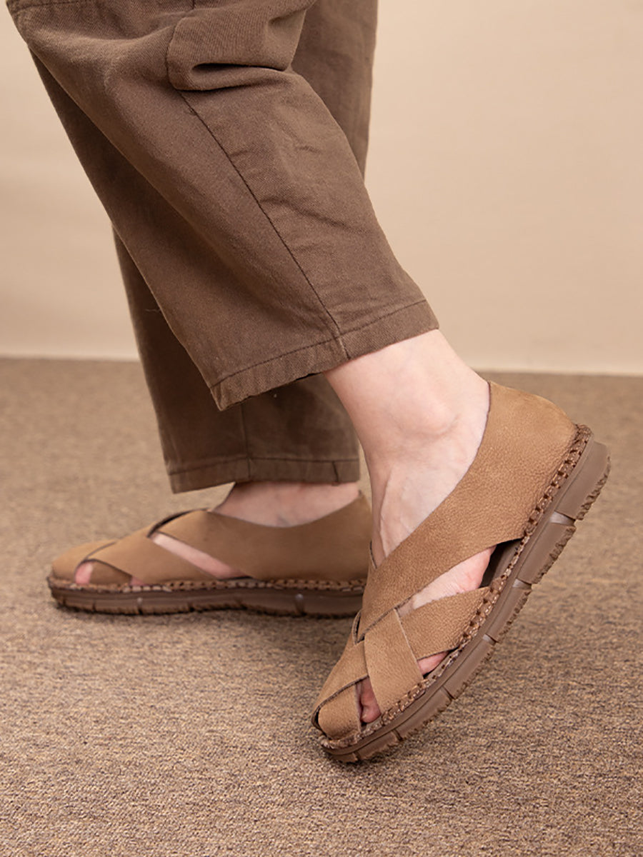 Summer Leather Weave Flat Shoes As1055
