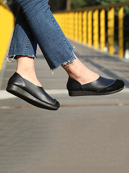 Summer Genuine Leather Spliced Flat Shoes At1043