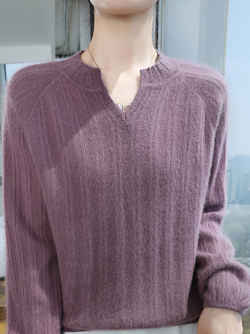 Autumn V-neck Wool Warm Knit Sweater Av1013